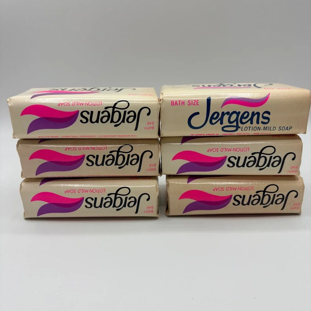Jergens Soap Bath Bar Lotion-Mild Vintage Lot of 6 NEW 4.75oz Ivory/Pink NOS VTG